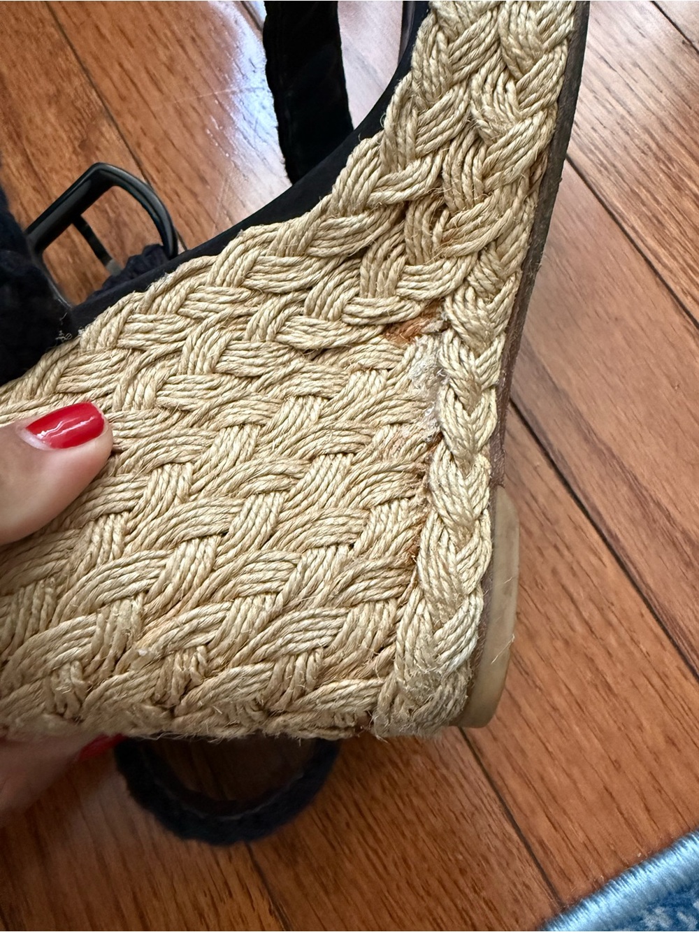 Stuart Weitzman Black Braided Wedge Sandals - Picture 5 of 7
